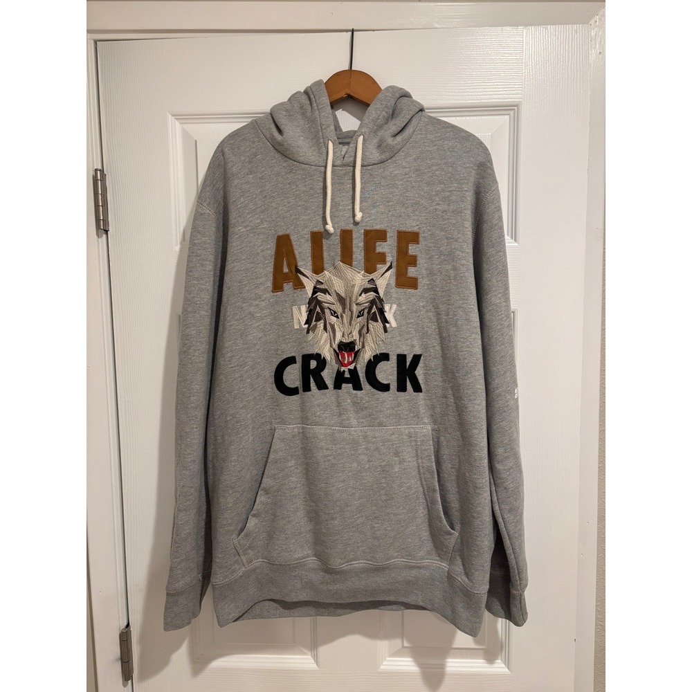 ALIFE x Crack "Wolfpack" Embroidered Hoodie‎ Gray Men's Size Large EUC - Picture 2 of 11